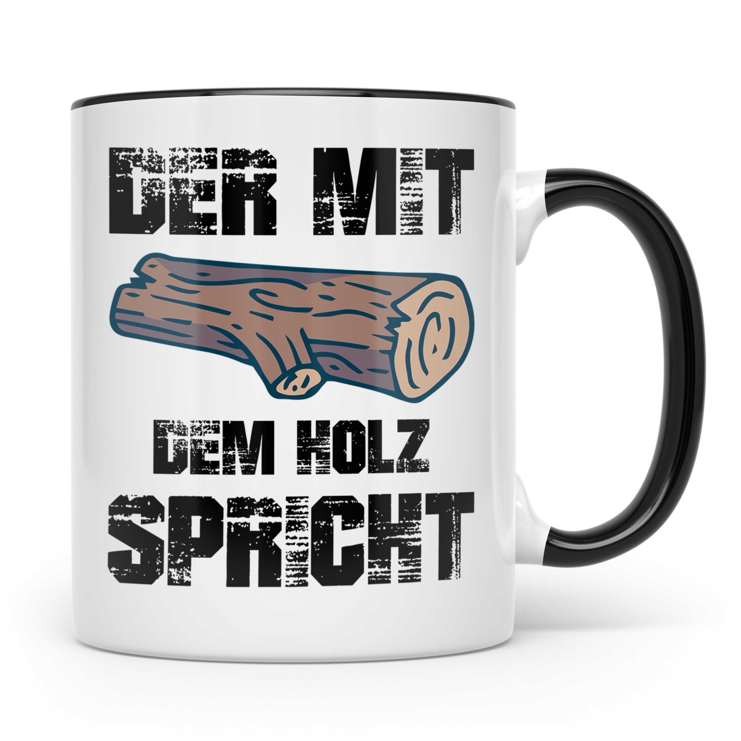 Holzstamm Tasse - Natur Design für Waldliebhaber & Förster G – Schwarz [farbe:schwarz]