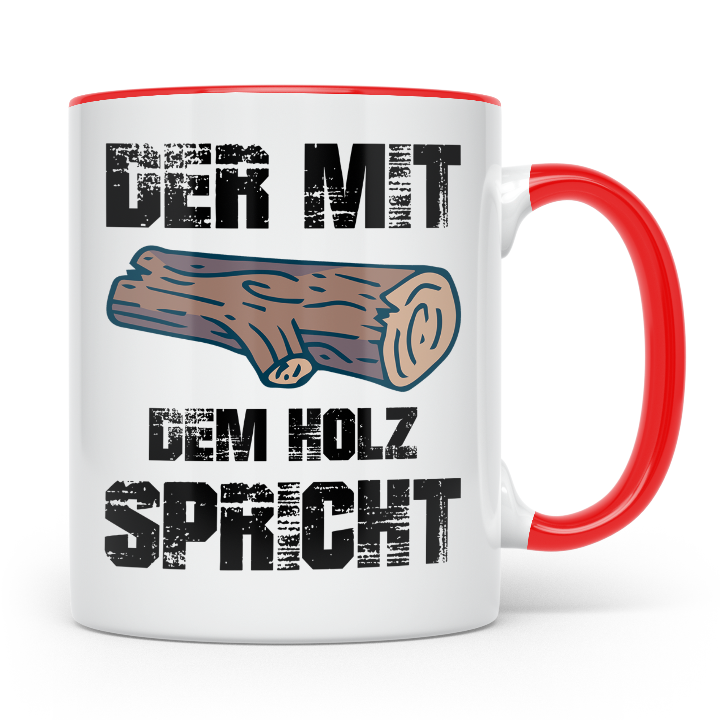 Holzstamm Tasse - Natur Design für Waldliebhaber & Förster G – Rot [farbe:rot]