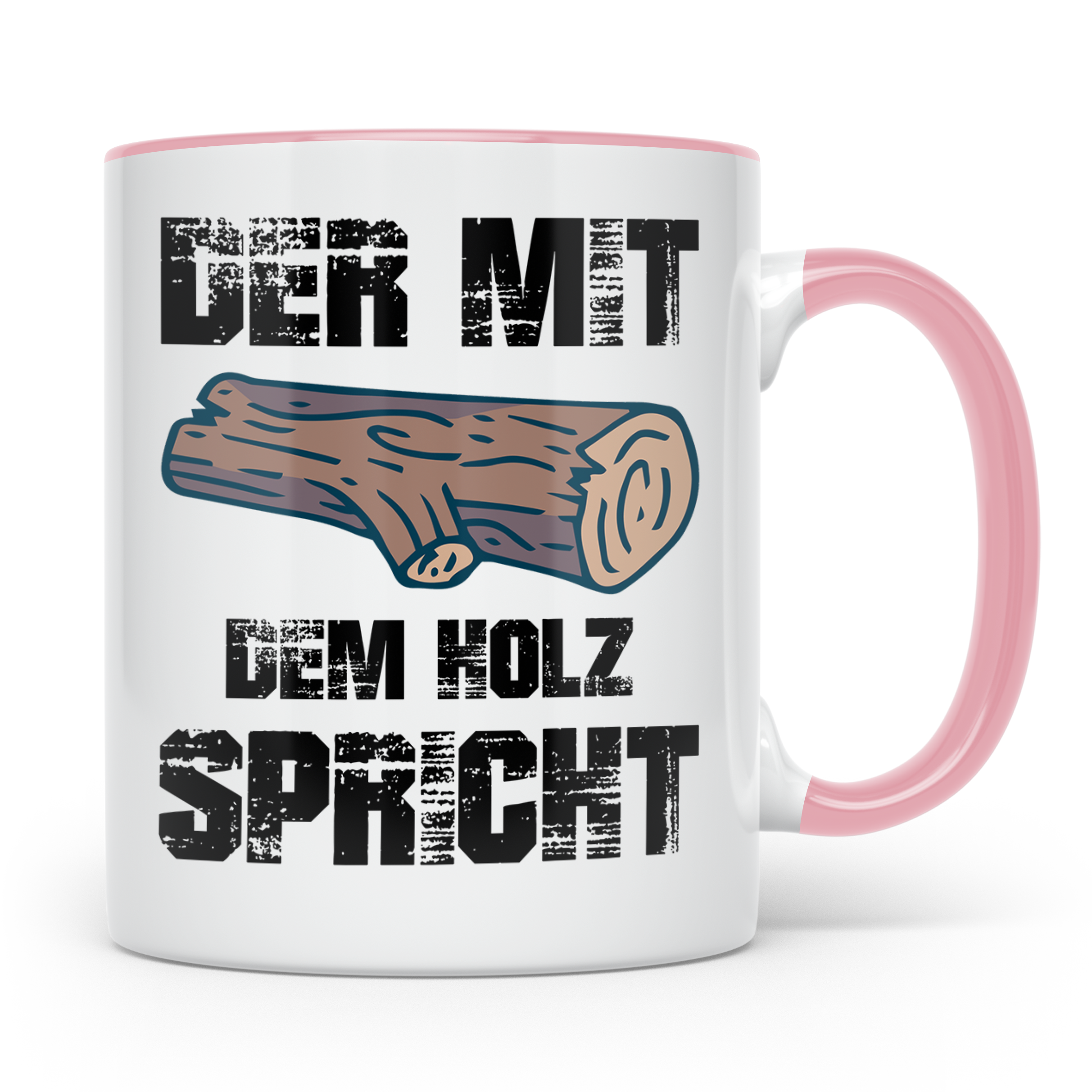 Holzstamm Tasse - Natur Design für Waldliebhaber & Förster G – Rosa [farbe:rosa]