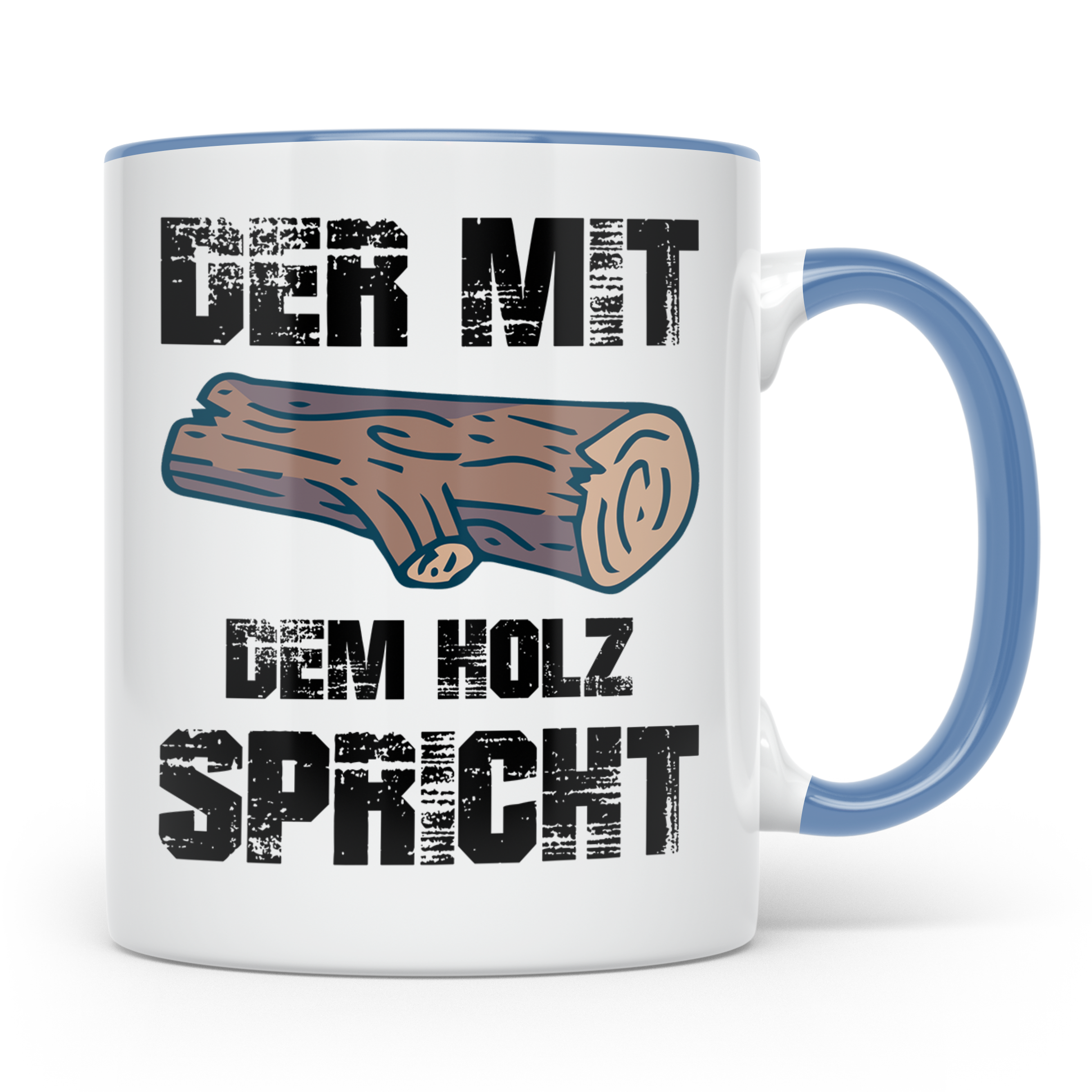Holzstamm Tasse - Natur Design für Waldliebhaber & Förster G – Blau [farbe:blau]
