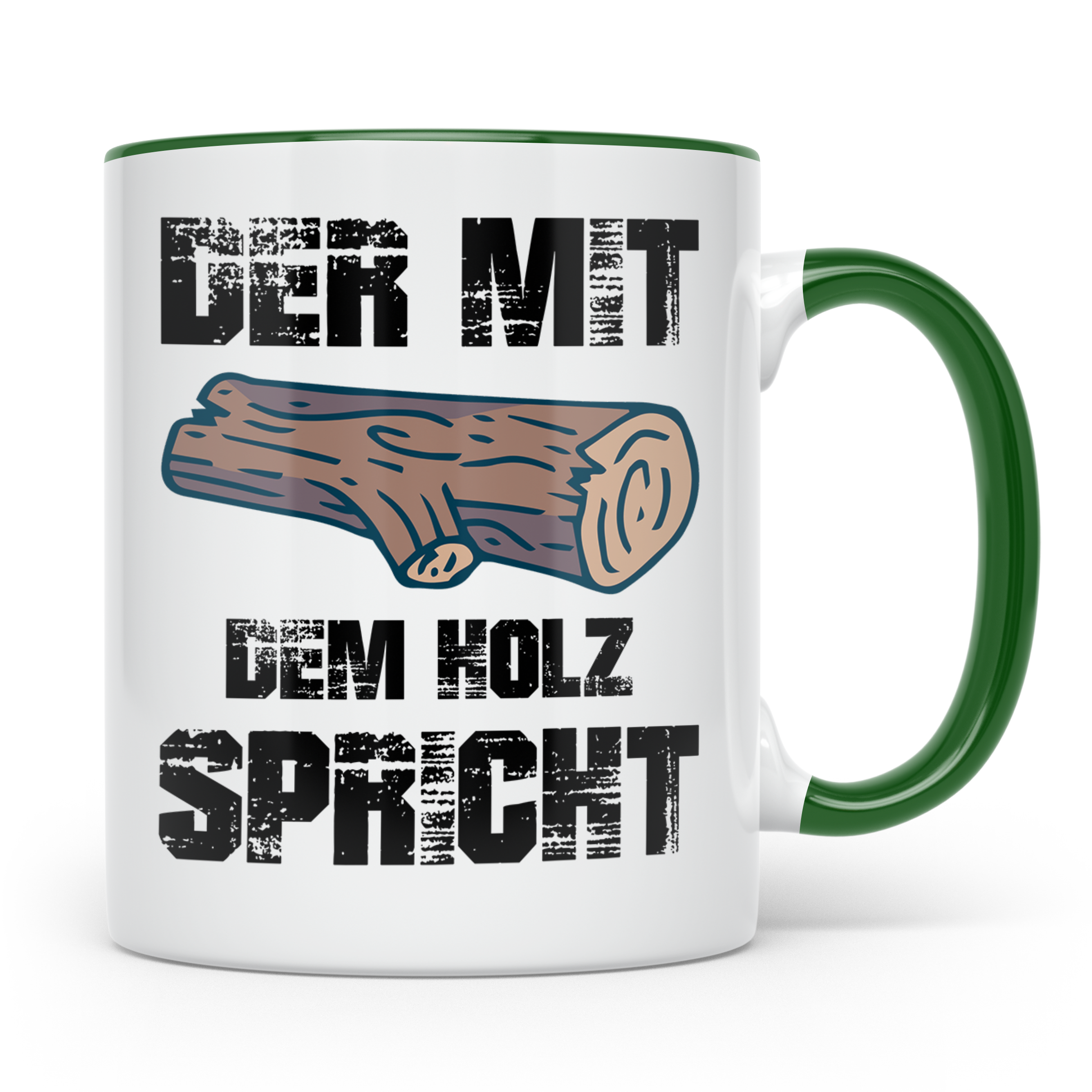 Holzstamm Tasse - Natur Design für Waldliebhaber & Förster G – Grün [farbe:grün]