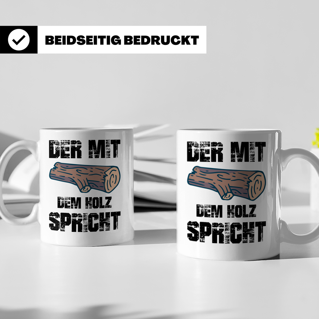 Holzstamm Tasse - Natur Design für Waldliebhaber & Förster G – Weiß [farbe:weiß]