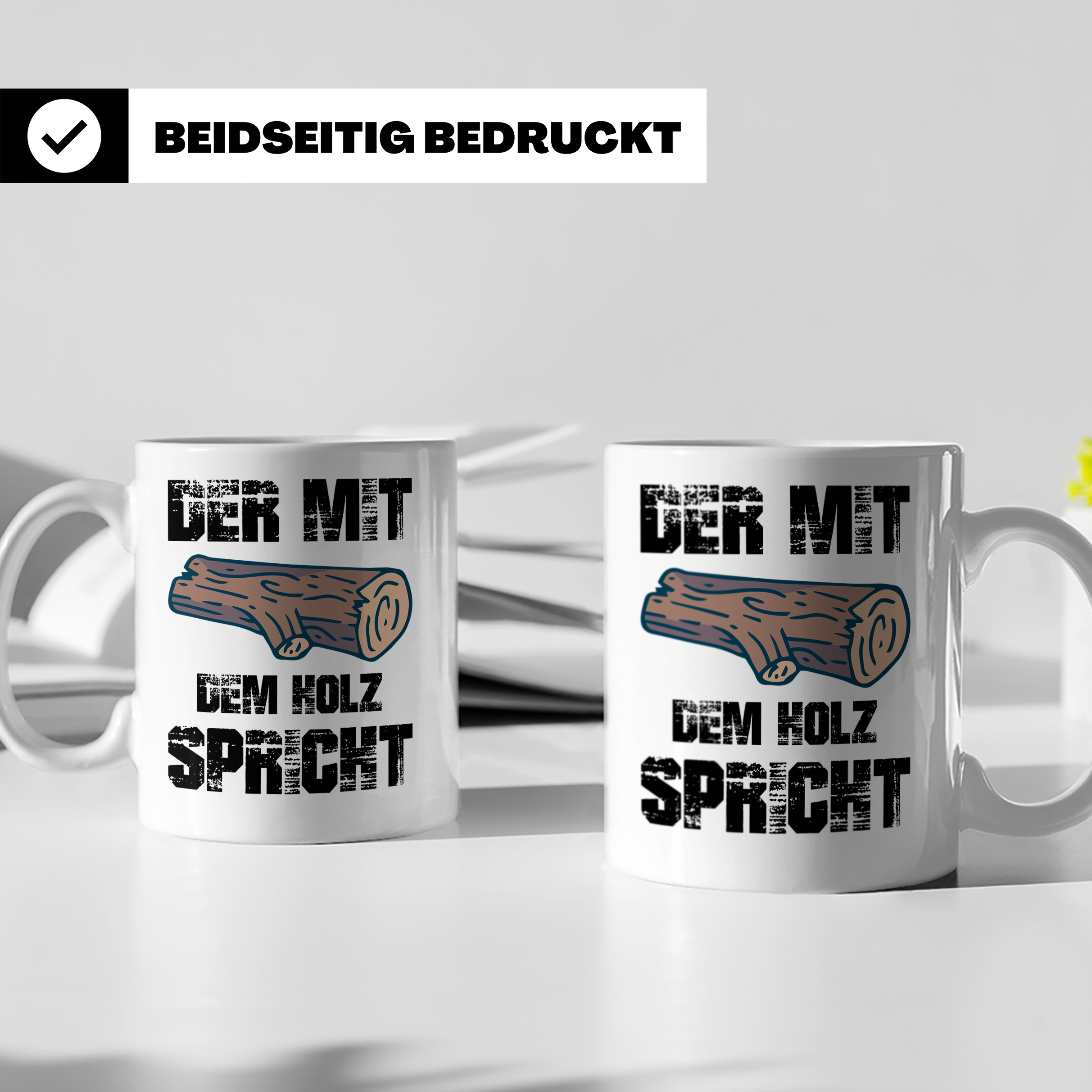 Holzstamm Tasse - Natur Design für Waldliebhaber & Förster G – Weiß [farbe:weiß]