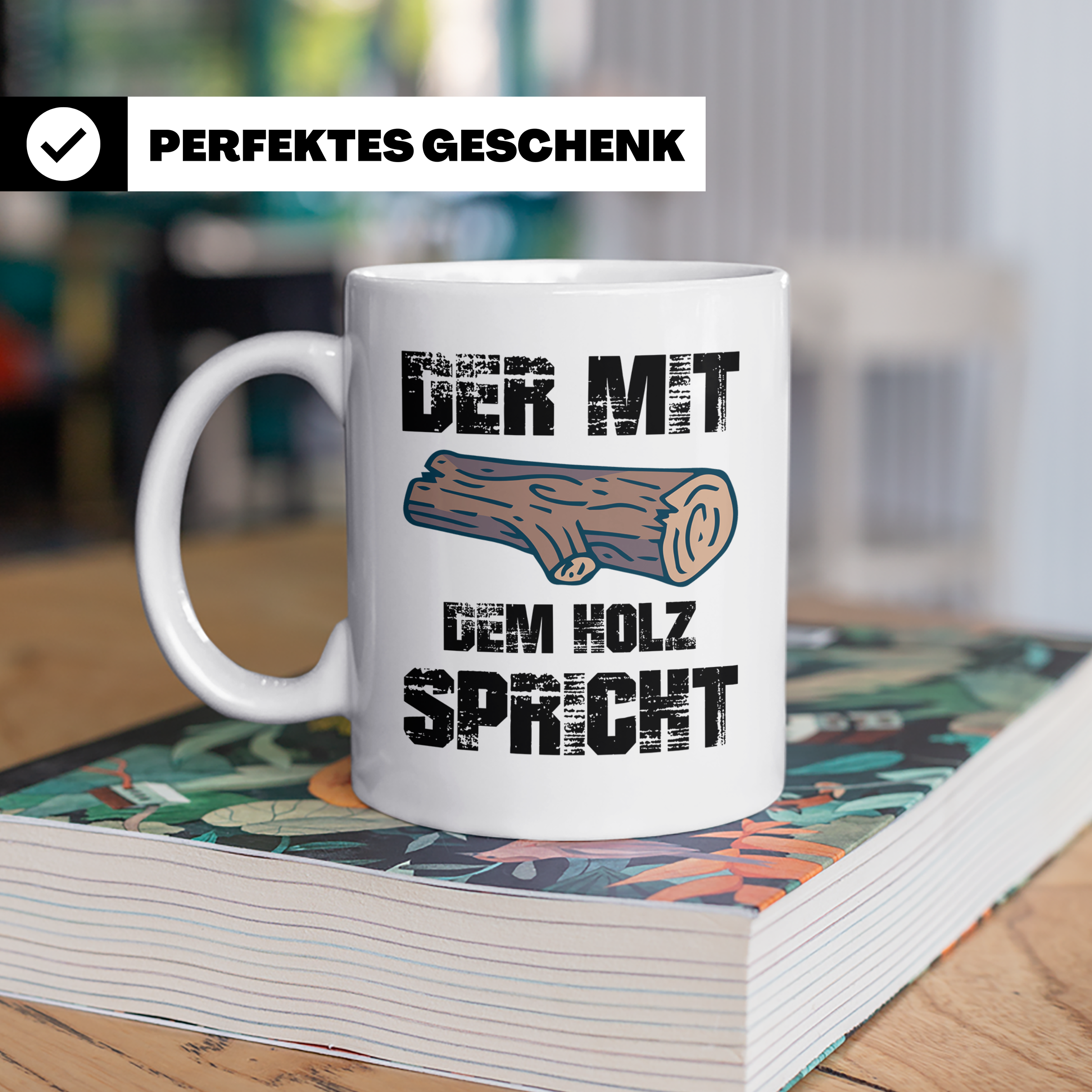 Holzstamm Tasse - Natur Design für Waldliebhaber & Förster G – Weiß [farbe:weiß]