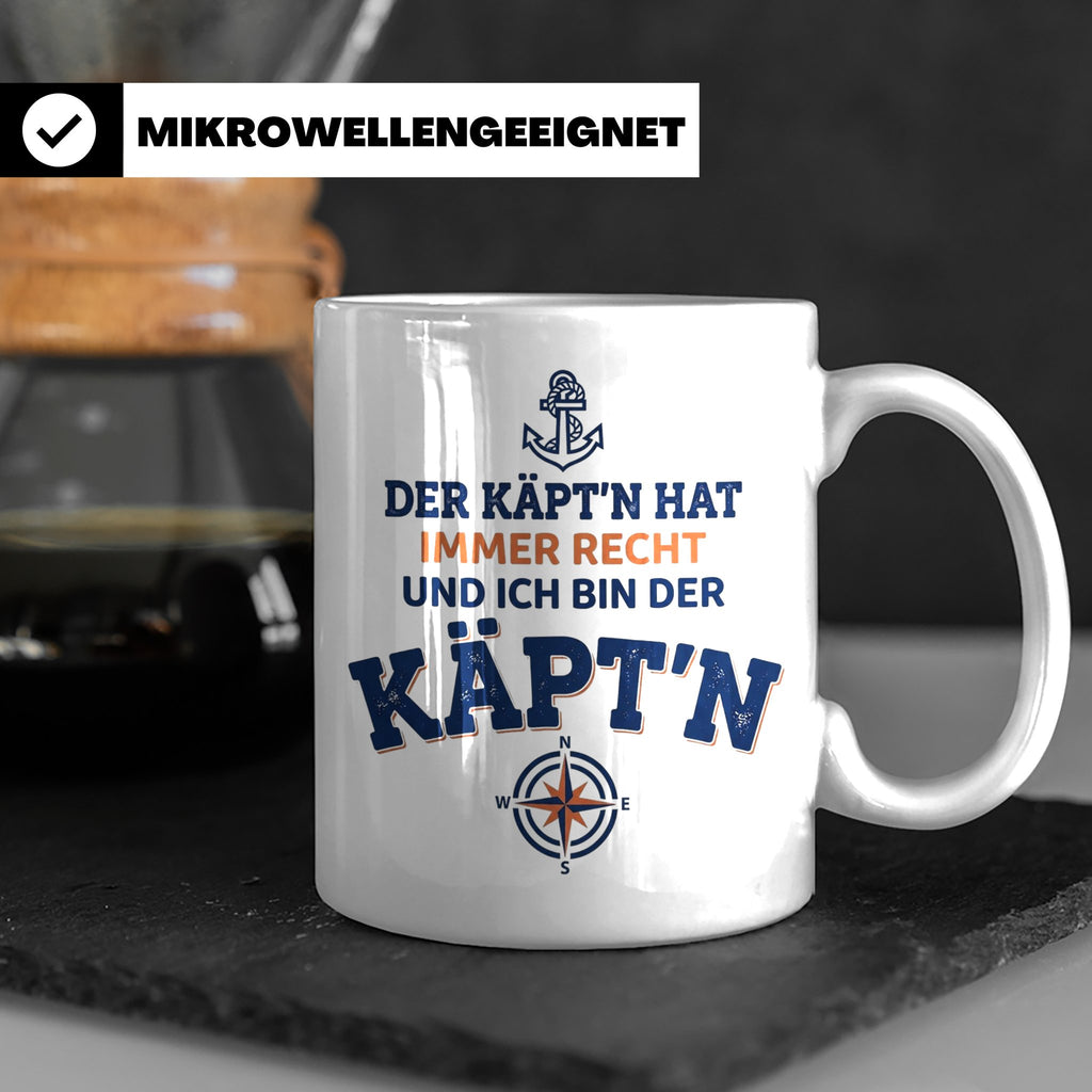 Kapitän Tasse mit Spruch 'Der Käpt'n hat immer Recht' Gesche – Weiß [farbe:weiß]