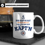 Kapitän Tasse mit Spruch 'Der Käpt'n hat immer Recht' Gesche – Weiß [farbe:weiß]