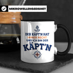 Kapitän Tasse mit Spruch 'Der Käpt'n hat immer Recht' Gesche – Schwarz [farbe:schwarz]