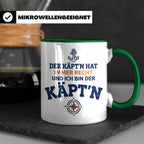 Kapitän Tasse mit Spruch 'Der Käpt'n hat immer Recht' Gesche – Grün [farbe:grün]