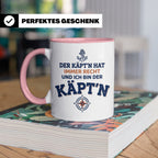 Kapitän Tasse mit Spruch 'Der Käpt'n hat immer Recht' Gesche – Rosa [farbe:rosa]