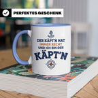 Kapitän Tasse mit Spruch 'Der Käpt'n hat immer Recht' Gesche – Blau [farbe:blau]