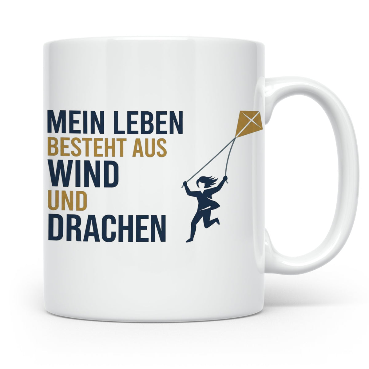 Drachensteigen Tasse mit Spruch Mein Leben besteht aus Wind  – Weiß [farbe:weiß]