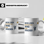 Drachensteigen Tasse mit Spruch Mein Leben besteht aus Wind  – Weiß [farbe:weiß]