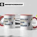 Drachensteigen Tasse mit Spruch Mein Leben besteht aus Wind  – Rot [farbe:rot]