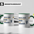 Drachensteigen Tasse mit Spruch Mein Leben besteht aus Wind  – Grün [farbe:grün]