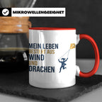 Drachensteigen Tasse mit Spruch Mein Leben besteht aus Wind  – Rot [farbe:rot]