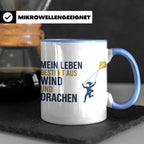Drachensteigen Tasse mit Spruch Mein Leben besteht aus Wind  – Blau [farbe:blau]