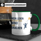 Drachensteigen Tasse mit Spruch Mein Leben besteht aus Wind  – Grün [farbe:grün]