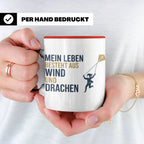 Drachensteigen Tasse mit Spruch Mein Leben besteht aus Wind  – Rot [farbe:rot]