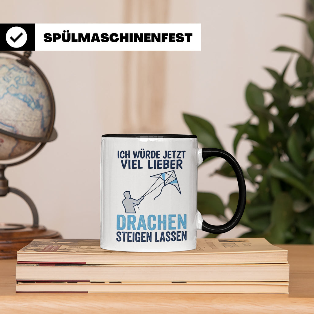 Drachen steigen lassen Tasse für Drachenflieger, lustiger Sp – Schwarz [farbe:schwarz]