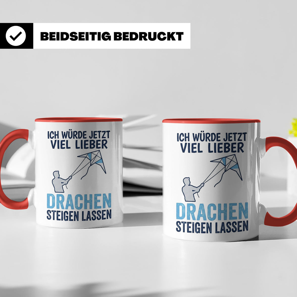 Drachen steigen lassen Tasse für Drachenflieger, lustiger Sp – Rot [farbe:rot]