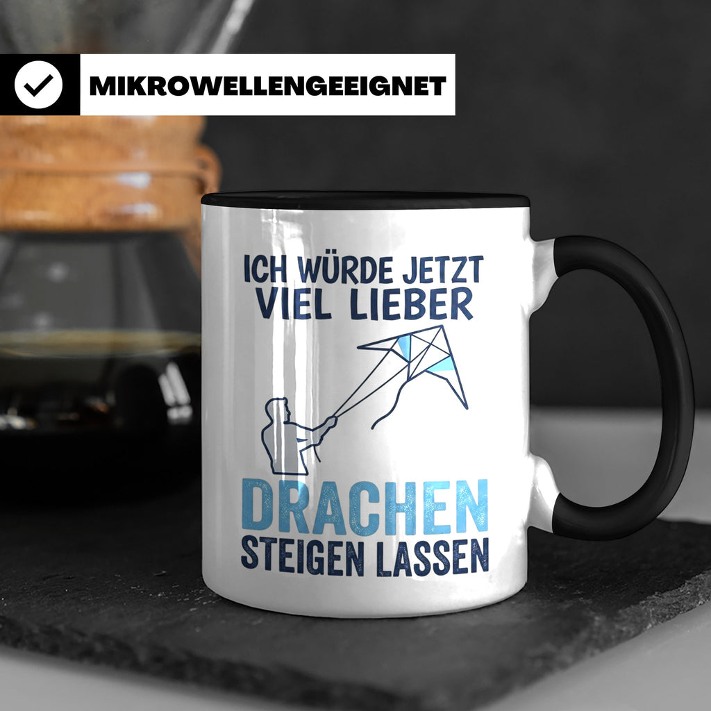 Drachen steigen lassen Tasse für Drachenflieger, lustiger Sp – Schwarz [farbe:schwarz]