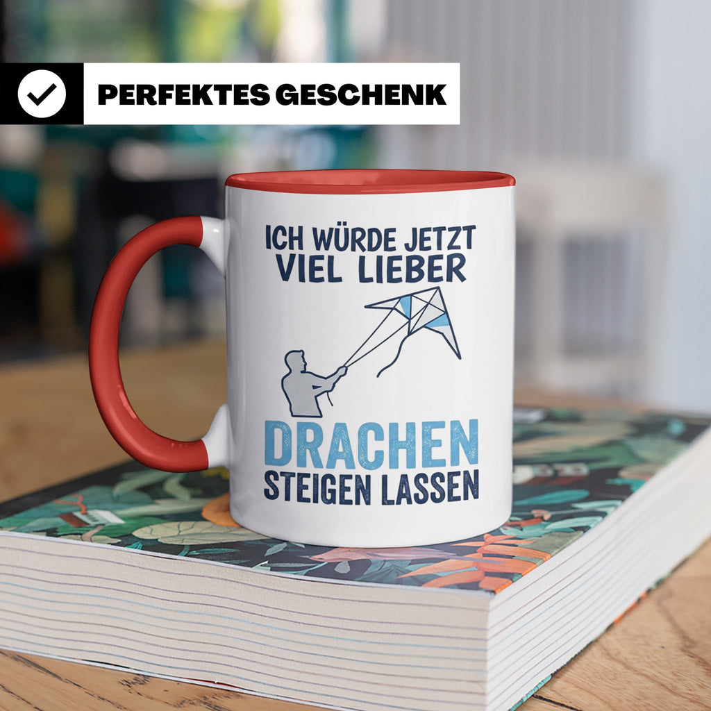 Drachen steigen lassen Tasse für Drachenflieger, lustiger Sp – Rot [farbe:rot]