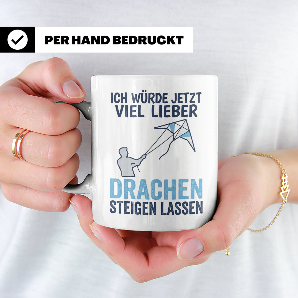 Drachen steigen lassen Tasse für Drachenflieger, lustiger Sp – Weiß [farbe:weiß]