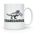 Transsaurus Tasse mit Trans Pride Flagge, LGBTQ Dinosaurier  – Weiß [farbe:weiß]