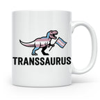 Transsaurus Tasse mit Trans Pride Flagge, LGBTQ Dinosaurier  – Weiß [farbe:weiß]