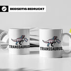 Transsaurus Tasse mit Trans Pride Flagge, LGBTQ Dinosaurier  – Weiß [farbe:weiß]
