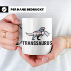 Transsaurus Tasse mit Trans Pride Flagge, LGBTQ Dinosaurier  – Weiß [farbe:weiß]