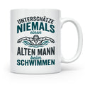 Schwimmer Tasse Alter Mann Spruch Geschenk für Opa Rentner W – Weiß [farbe:weiß]
