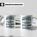Schwimmer Tasse Alter Mann Spruch Geschenk für Opa Rentner W – Weiß [farbe:weiß]