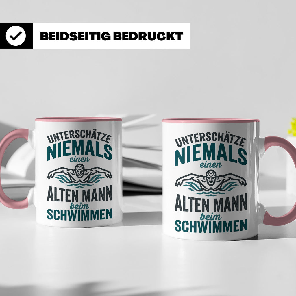 Schwimmer Tasse Alter Mann Spruch Geschenk für Opa Rentner W – Rosa [farbe:rosa]
