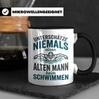 Schwimmer Tasse Alter Mann Spruch Geschenk für Opa Rentner W – Schwarz [farbe:schwarz]
