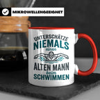 Schwimmer Tasse Alter Mann Spruch Geschenk für Opa Rentner W – Rot [farbe:rot]