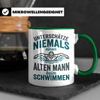 Schwimmer Tasse Alter Mann Spruch Geschenk für Opa Rentner W – Grün [farbe:grün]