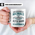 Schwimmer Tasse Alter Mann Spruch Geschenk für Opa Rentner W – Weiß [farbe:weiß]