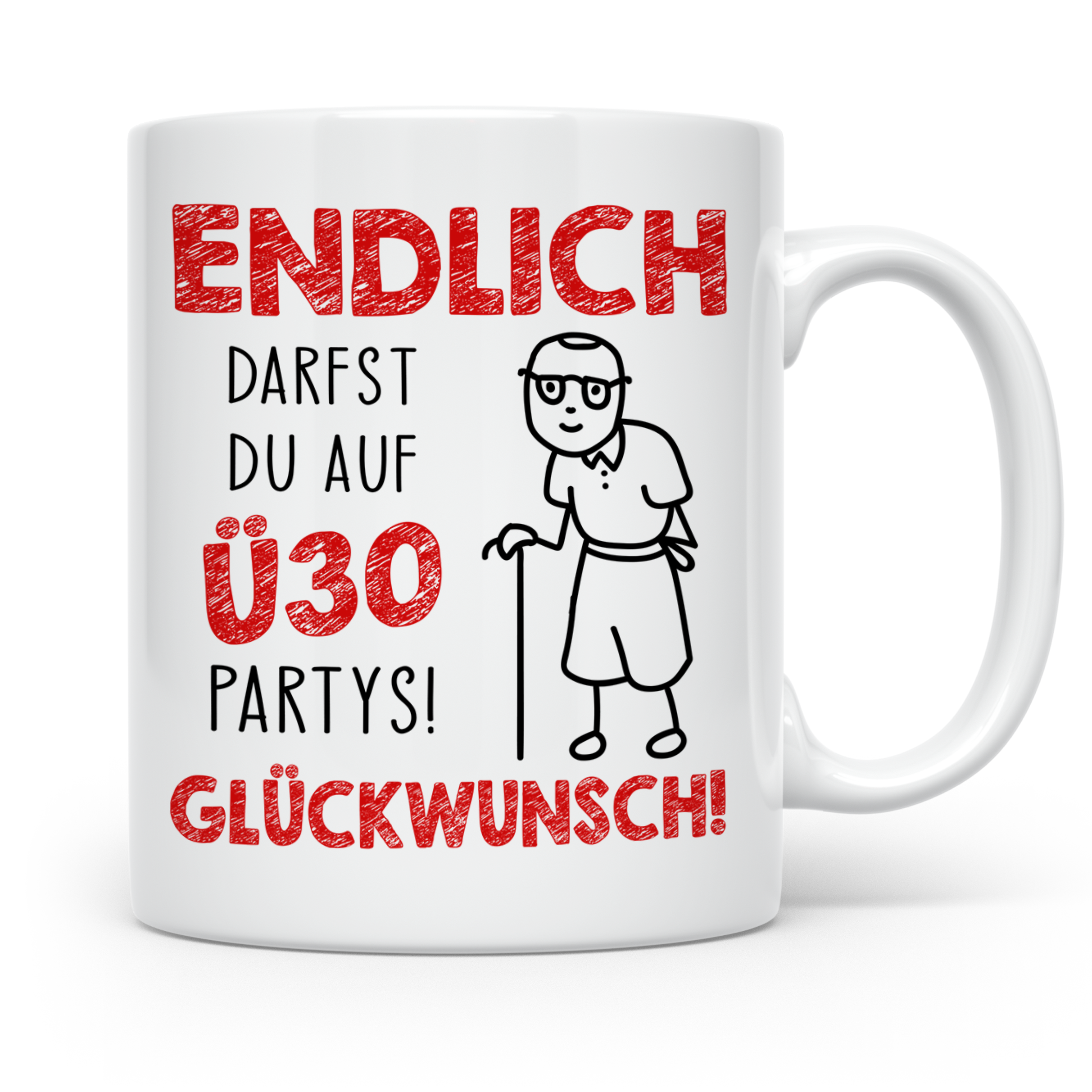 Endlich Ü30 Tasse - Glückwunsch zum 30. Geburtstag Geschenki – Weiß [farbe:weiß]