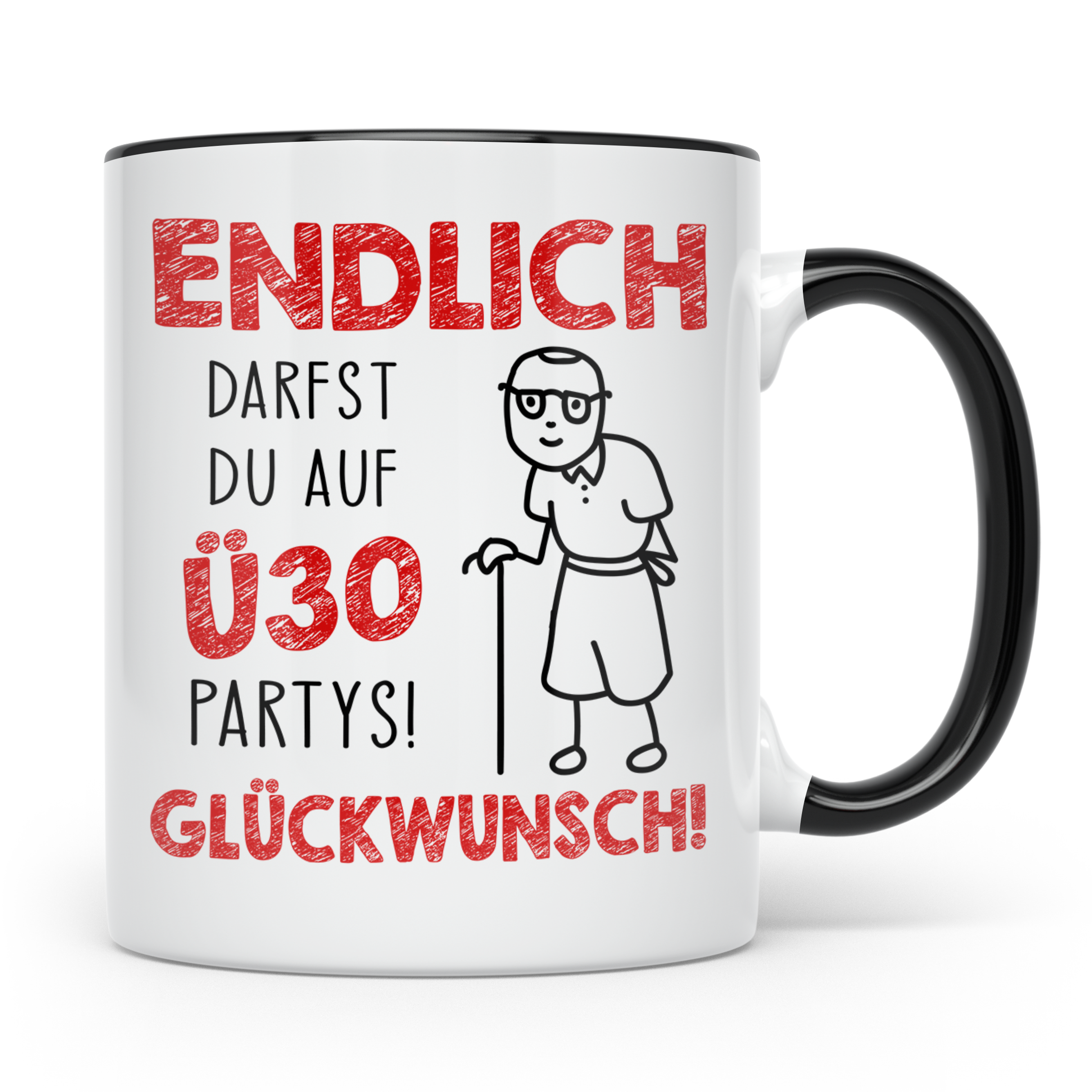 Endlich Ü30 Tasse - Glückwunsch zum 30. Geburtstag Geschenki – Schwarz [farbe:schwarz]