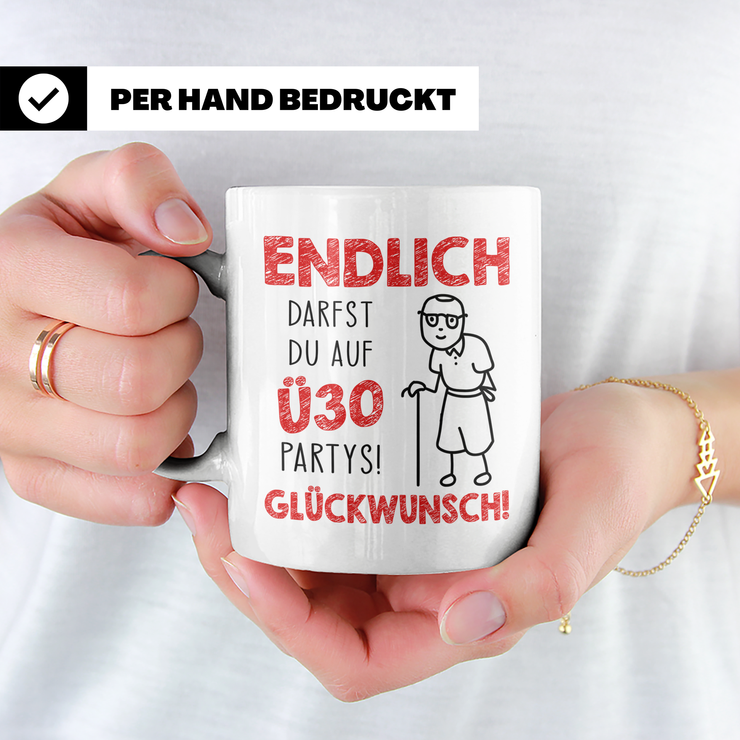 Endlich Ü30 Tasse - Glückwunsch zum 30. Geburtstag Geschenki – Weiß [farbe:weiß]
