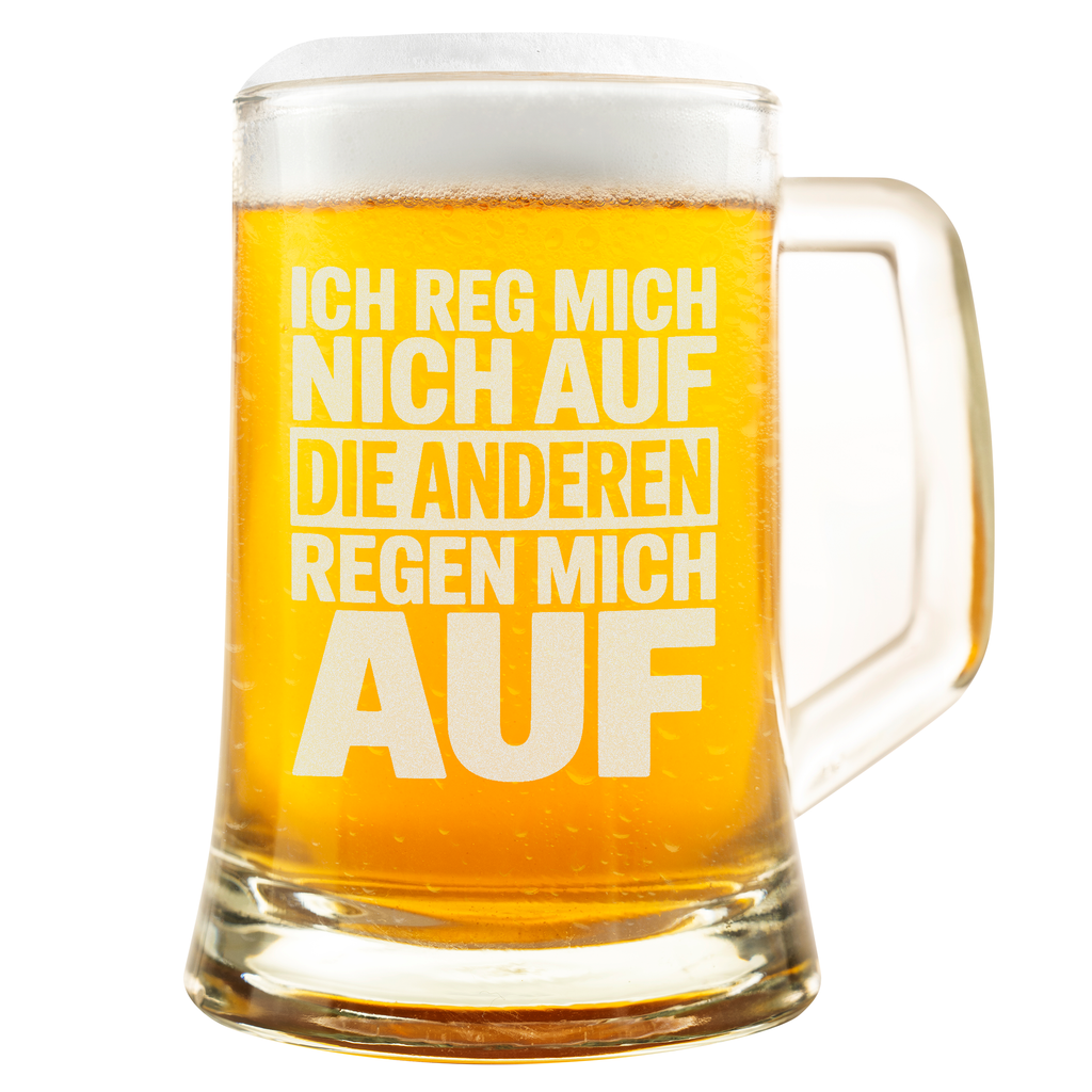 Lustiger Bierkrug – „Ich reg mich nicht auf, die anderen regen mich auf“ Geschenkidee für Männer, Kollegen & Freunde