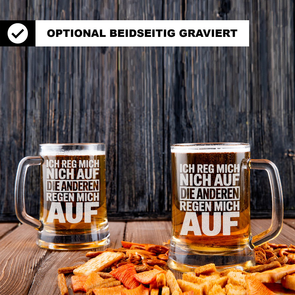 Lustiger Bierkrug – „Ich reg mich nicht auf, die anderen regen mich auf“ Geschenkidee für Männer, Kollegen & Freunde
