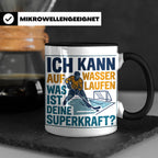 Eishockey Tasse mit Spruch Ich kann auf Wasser laufen Superk – Schwarz [farbe:schwarz]