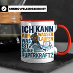 Eishockey Tasse mit Spruch Ich kann auf Wasser laufen Superk – Rot [farbe:rot]
