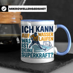 Eishockey Tasse mit Spruch Ich kann auf Wasser laufen Superk – Blau [farbe:blau]