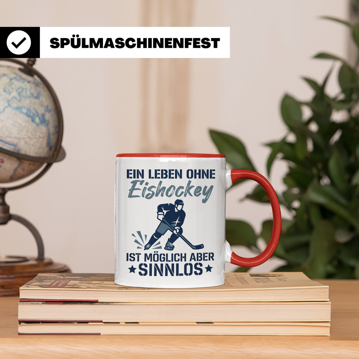 Eishockey Tasse mit Spruch Ein Leben ohne Eishockey ist sinn – Rot [farbe:rot]
