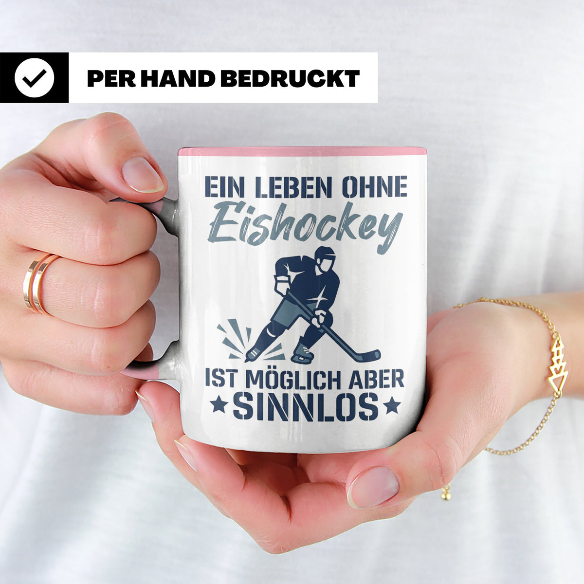 Eishockey Tasse mit Spruch Ein Leben ohne Eishockey ist sinn – Rosa [farbe:rosa]