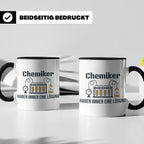 Chemiker Tasse mit Spruch 'Haben immer eine Lösung' Geschenk – Schwarz [farbe:schwarz]