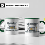 Chemiker Tasse mit Spruch 'Haben immer eine Lösung' Geschenk – Grün [farbe:grün]